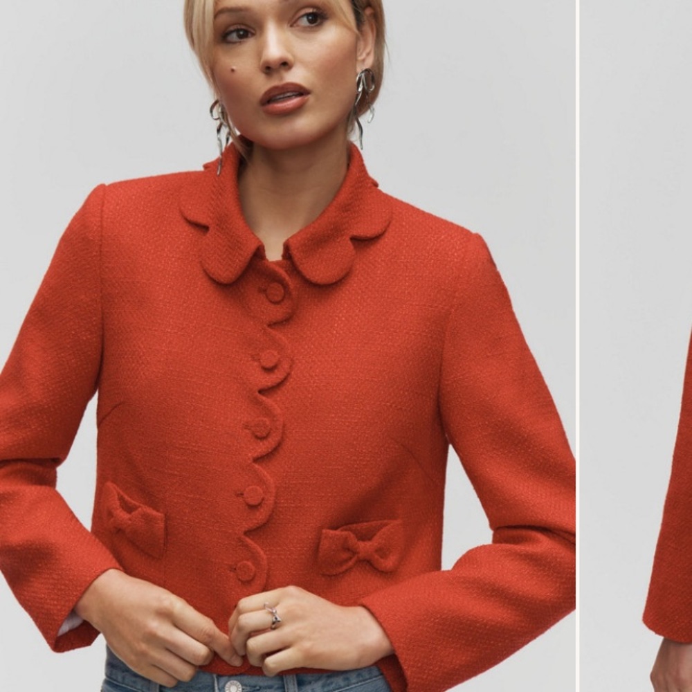 Dolan Scallop Tweed Vibrant Red Women's Blazer